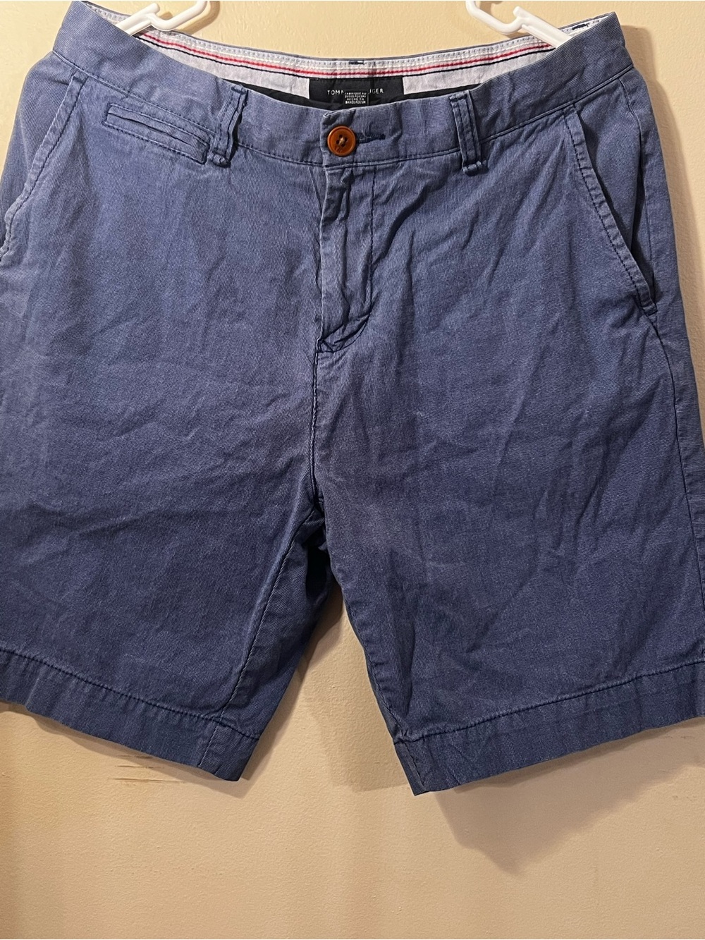Tommy Hilfiger Men's Navy Blue Cotton Flat Front Shorts